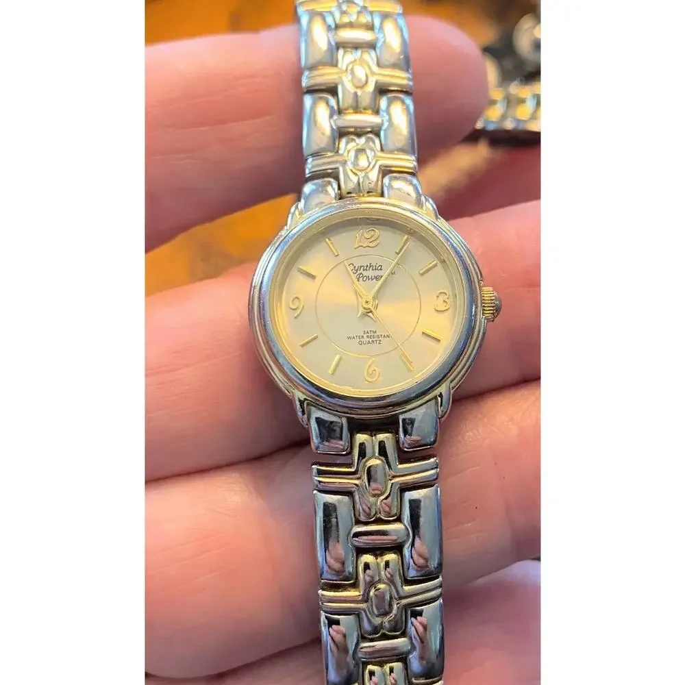 Women's Two Tone Cynthia Powers Watch, Gold Tone Face, WR to 3ATM